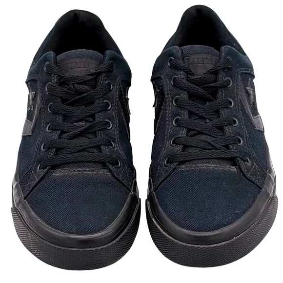 Converse El Distrito Mens 9 Womens 10.5 Triple Black Canvas Sneakers 159786C - Picture 2 of 8